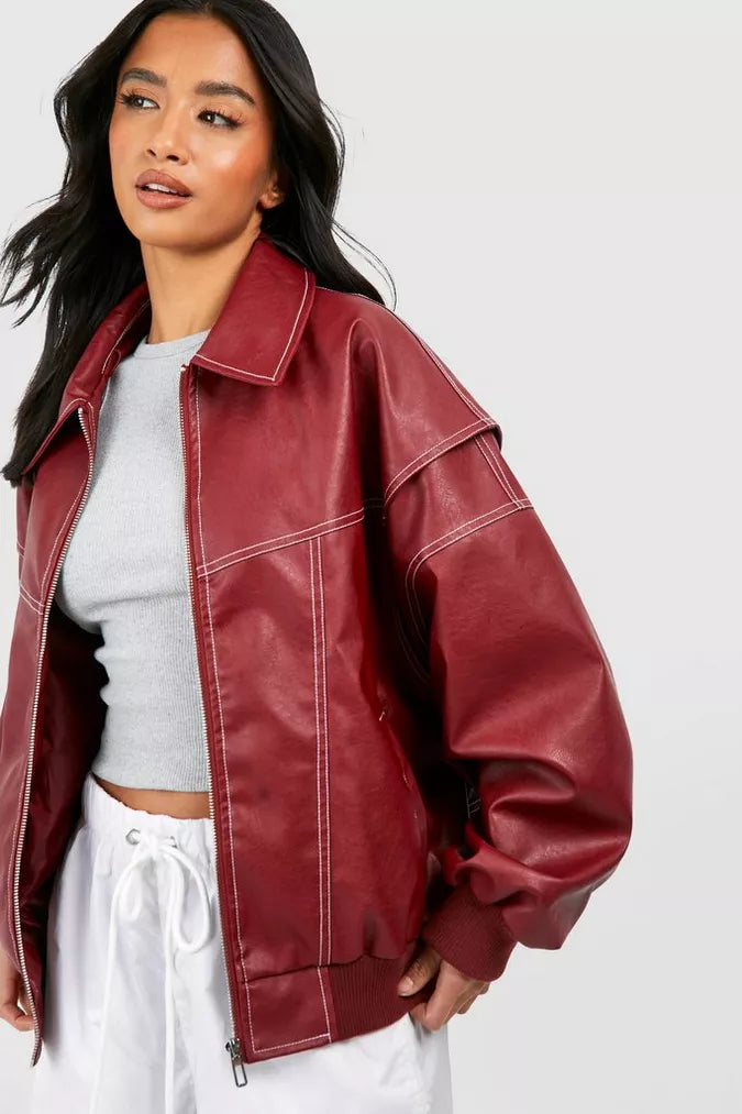 Rosalie - Leather Bomber Jacket